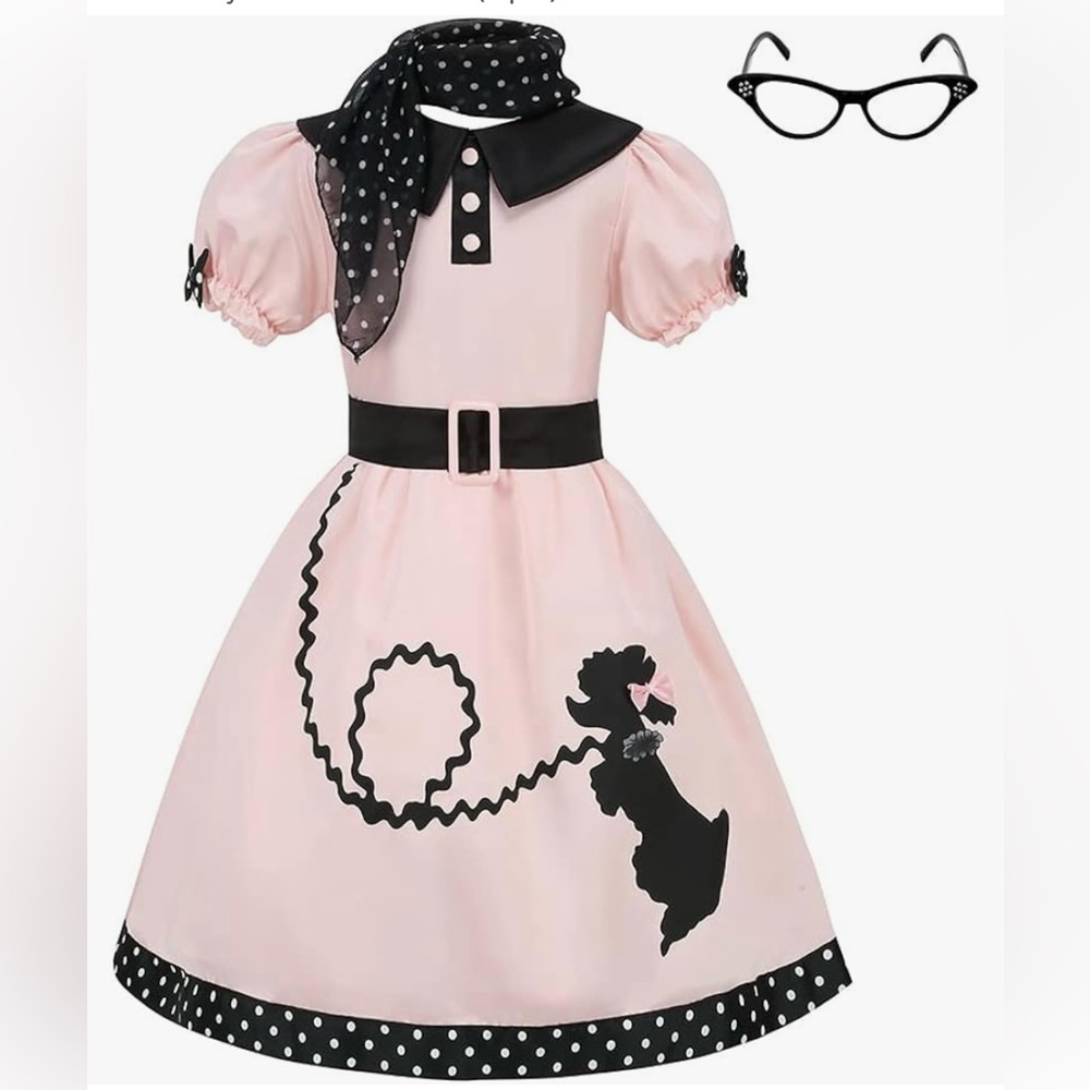 Kids Poodle Skirt Costume, EUC.  Size 10-12Y.